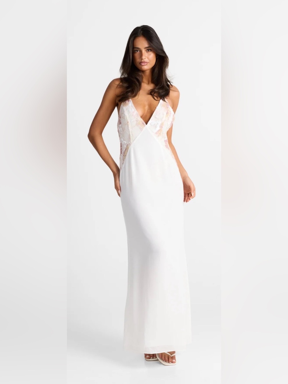 Sasha Therese ELARA MAXI DRESS WHITE Sequin S